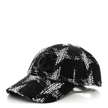 Chanel Tweed Cap Hat M Black White 1 of 8