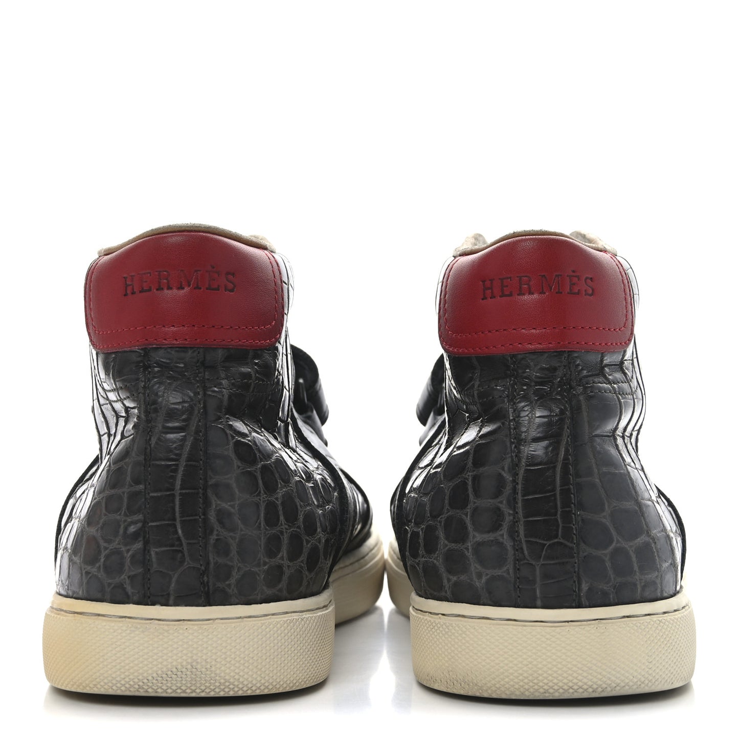 Shiny Porosus Crocodile Mens Quantum High Top Sneakers 44.5 Black