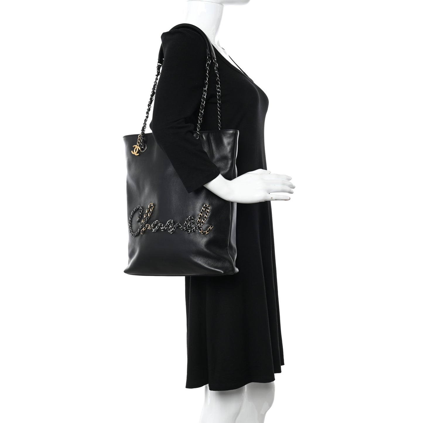 Calfskin Chain 20s Signe Tote Black