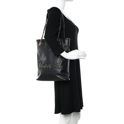 Chanel Calfskin Chain 20s Signe Tote Black 2 of 12