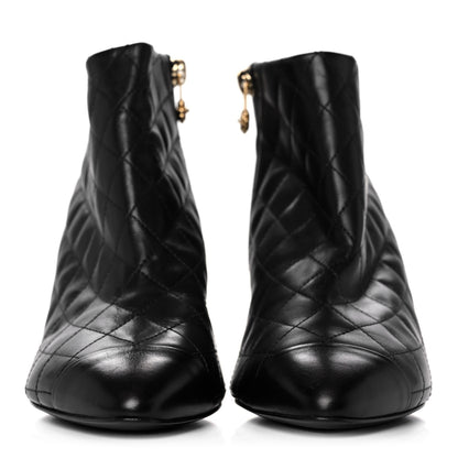 Chanel Calfskin Quilted Cap Toe Short Boots 37.5 Black 2 of 8