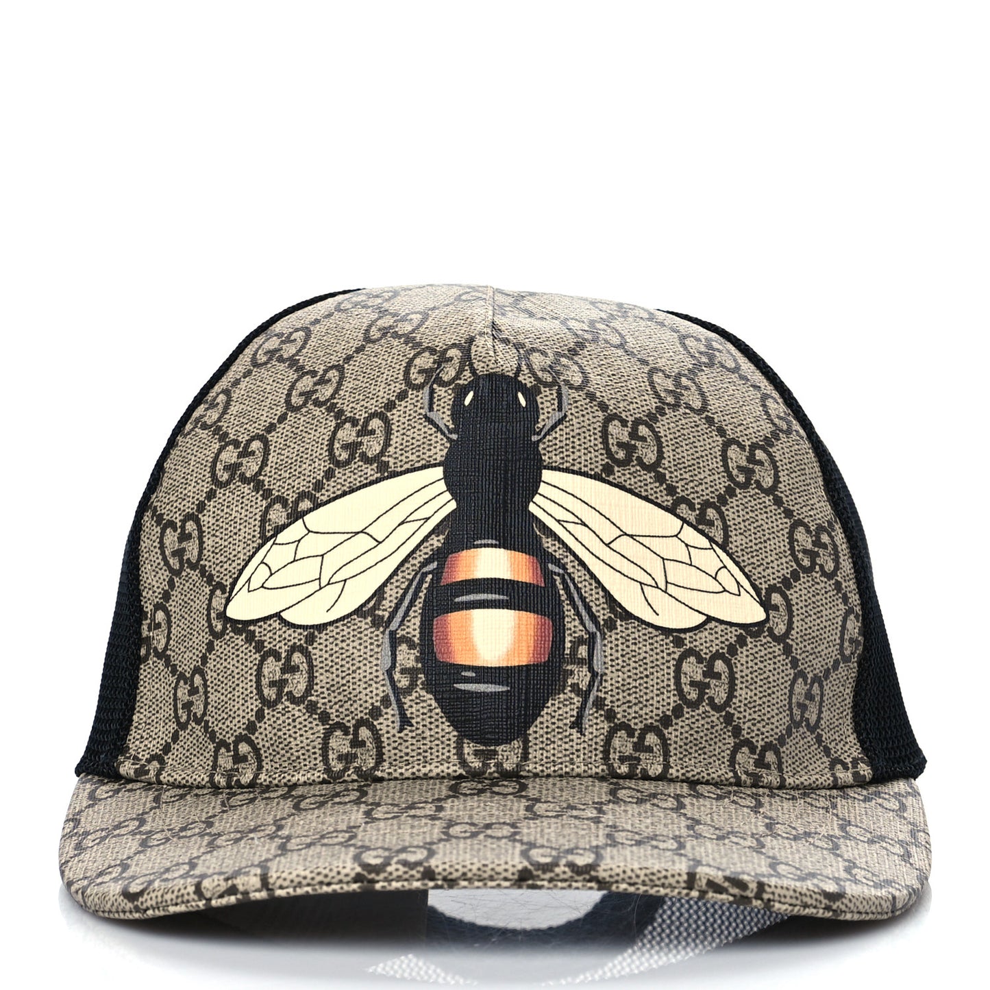 GG Supreme Monogram Bee Print Baseball Hat M Beige