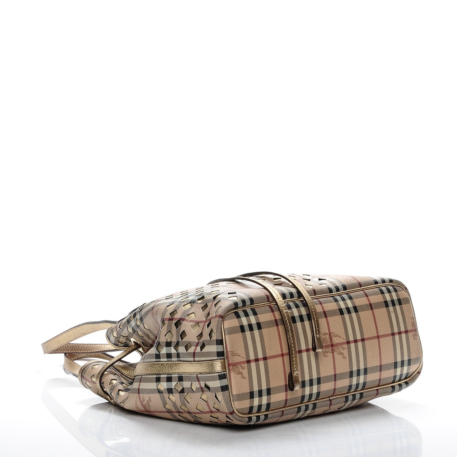 Burberry Haymarket Check Drawstring Claudia Bag Gold 4 of 12