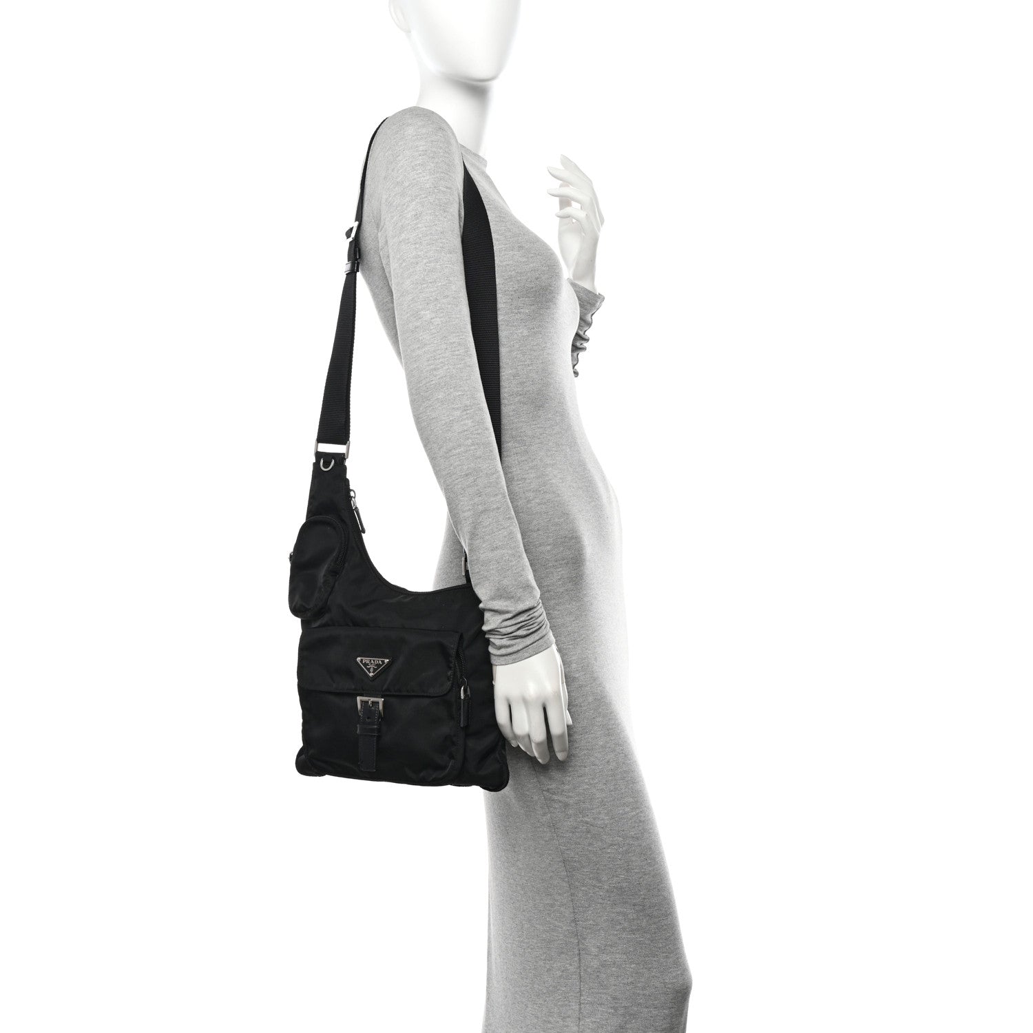 Prada Nylon Vela Sling Messenger Bag Black 2 of 11