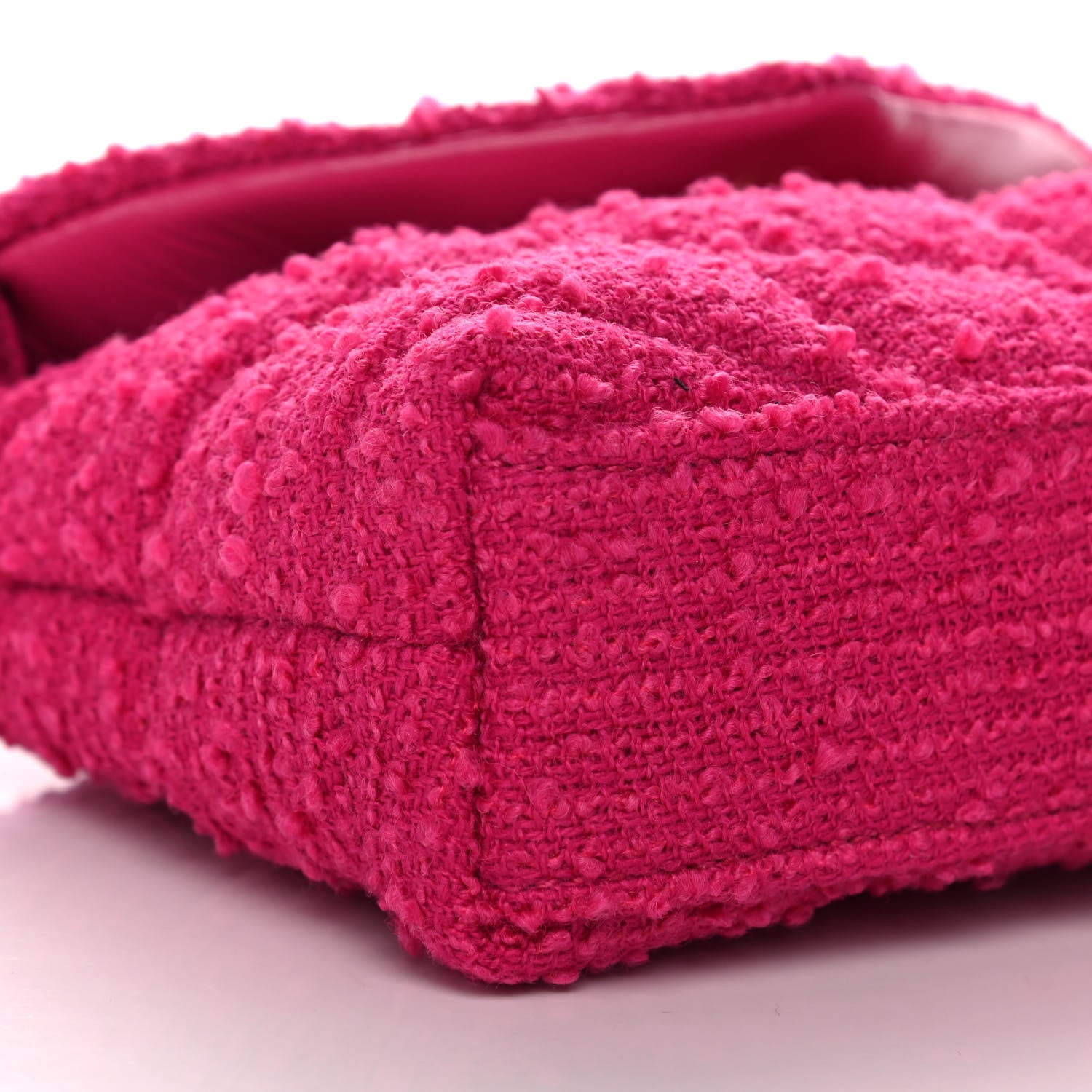 Saint Laurent Boucle Tweed Quilted Loulou Puffer Monogram Pouch Clutch Magenta 9 of 12
