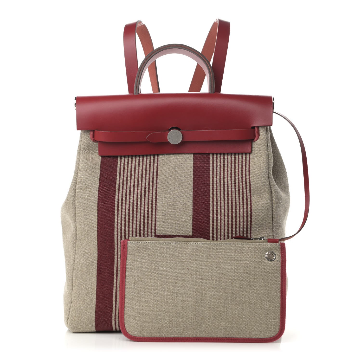 Hermes Vache Hunter Toile H Vibration Herbag a Dos Retourne Backpack Bordeaux Ficelle Rouge Piment 1 of 13