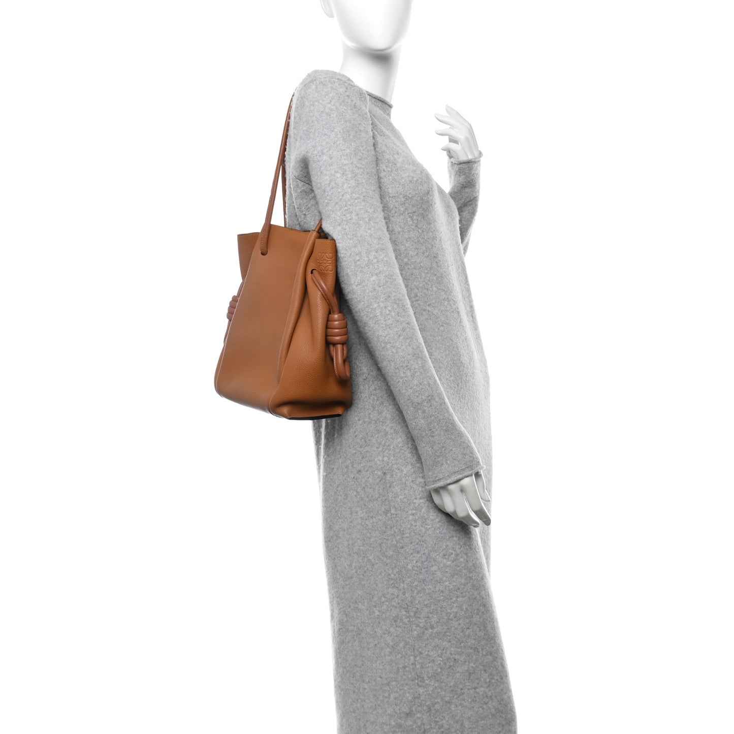 Calfskin Small Flamenco Knot Bag Caramel