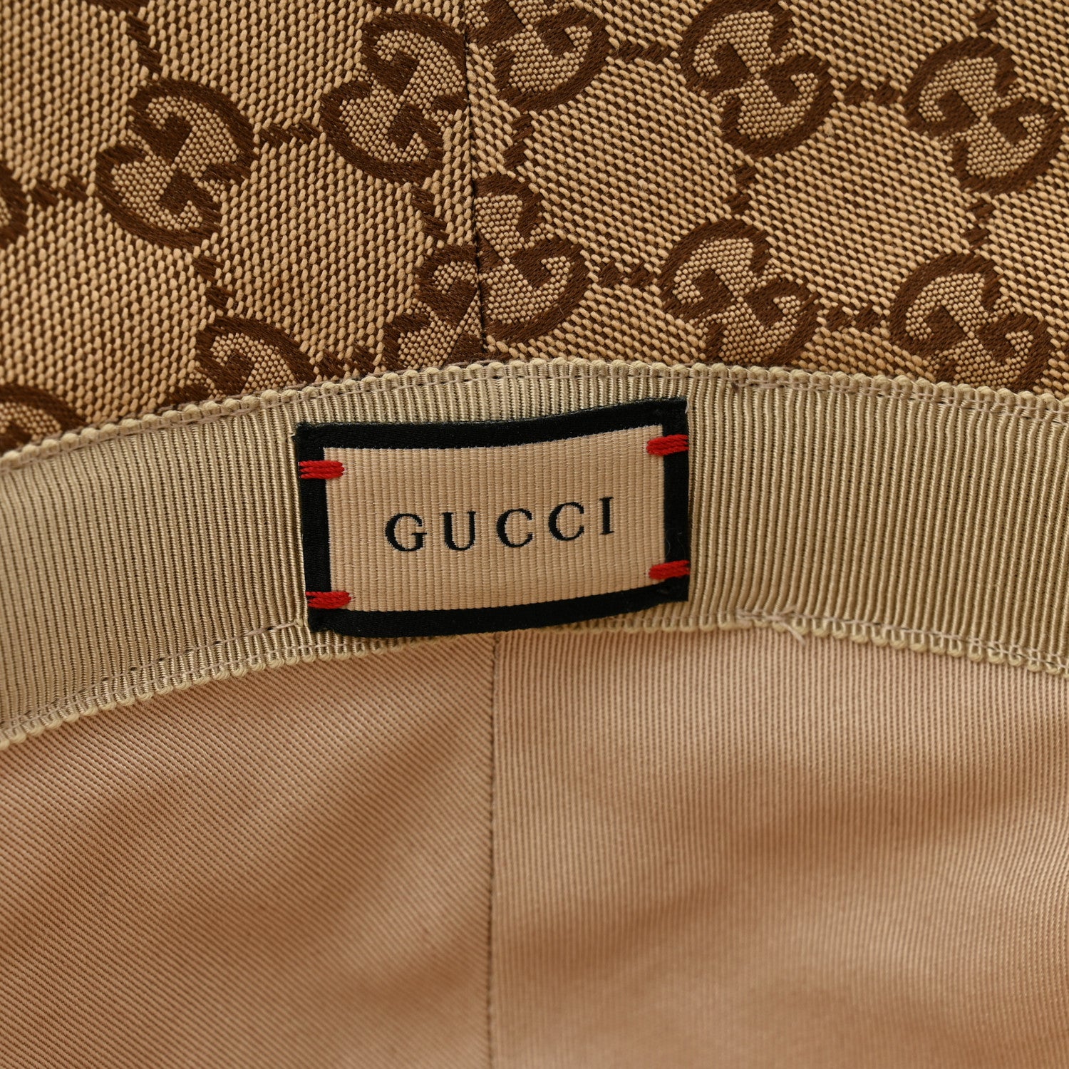 Gucci Monogram Textured Dollar Calfskin GG Jago Bucket Hat L Cacao Beige 8 of 11