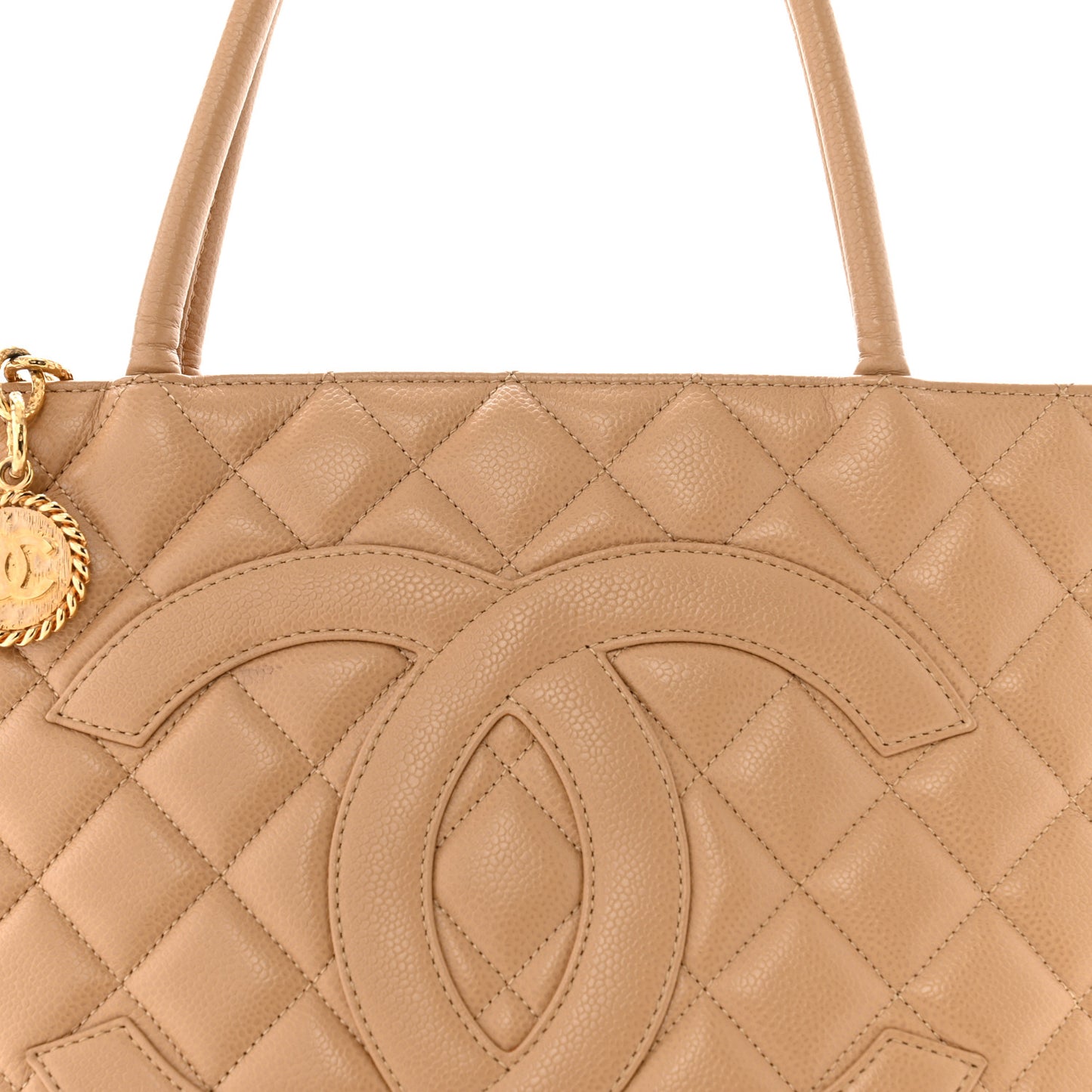 Caviar Quilted Medallion Tote Beige