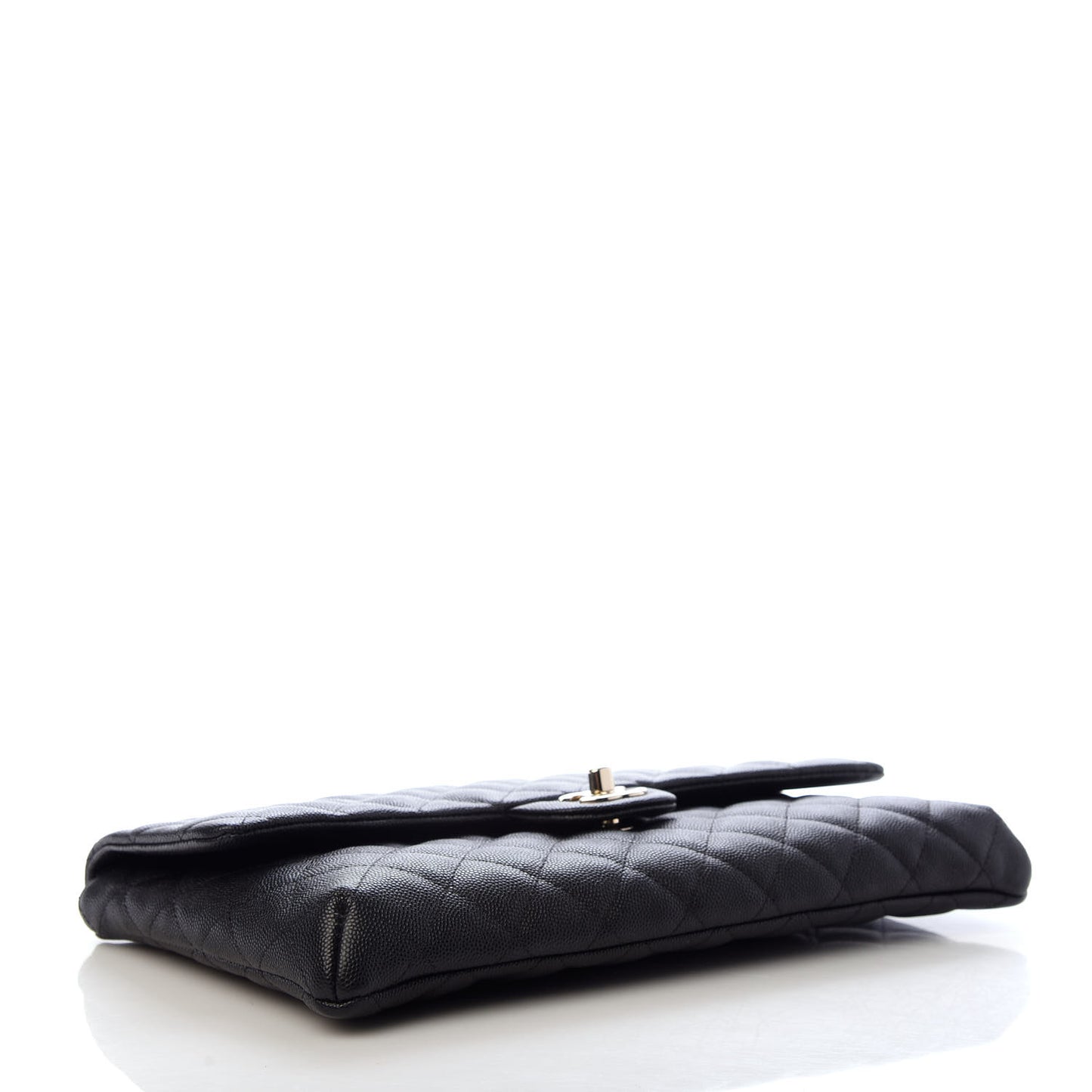 Caviar Quilted Flap Clutch Black