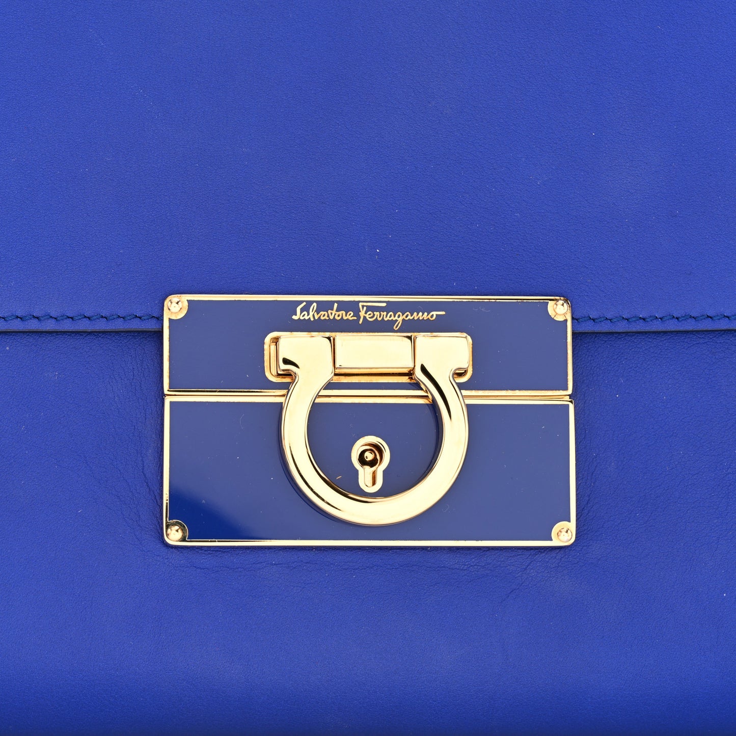 Nuage Calfskin Afef Lock Story Gancini Clutch Blue
