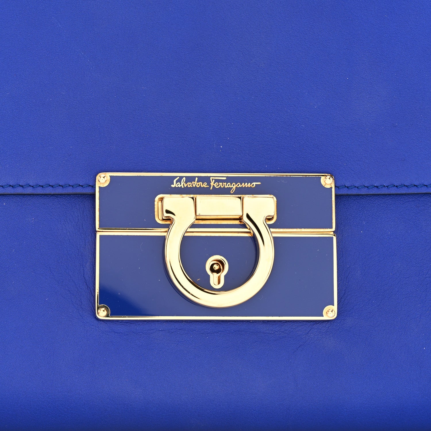 Salvatore Ferragamo Nuage Calfskin Afef Lock Story Gancini Clutch Blue 7 of 7