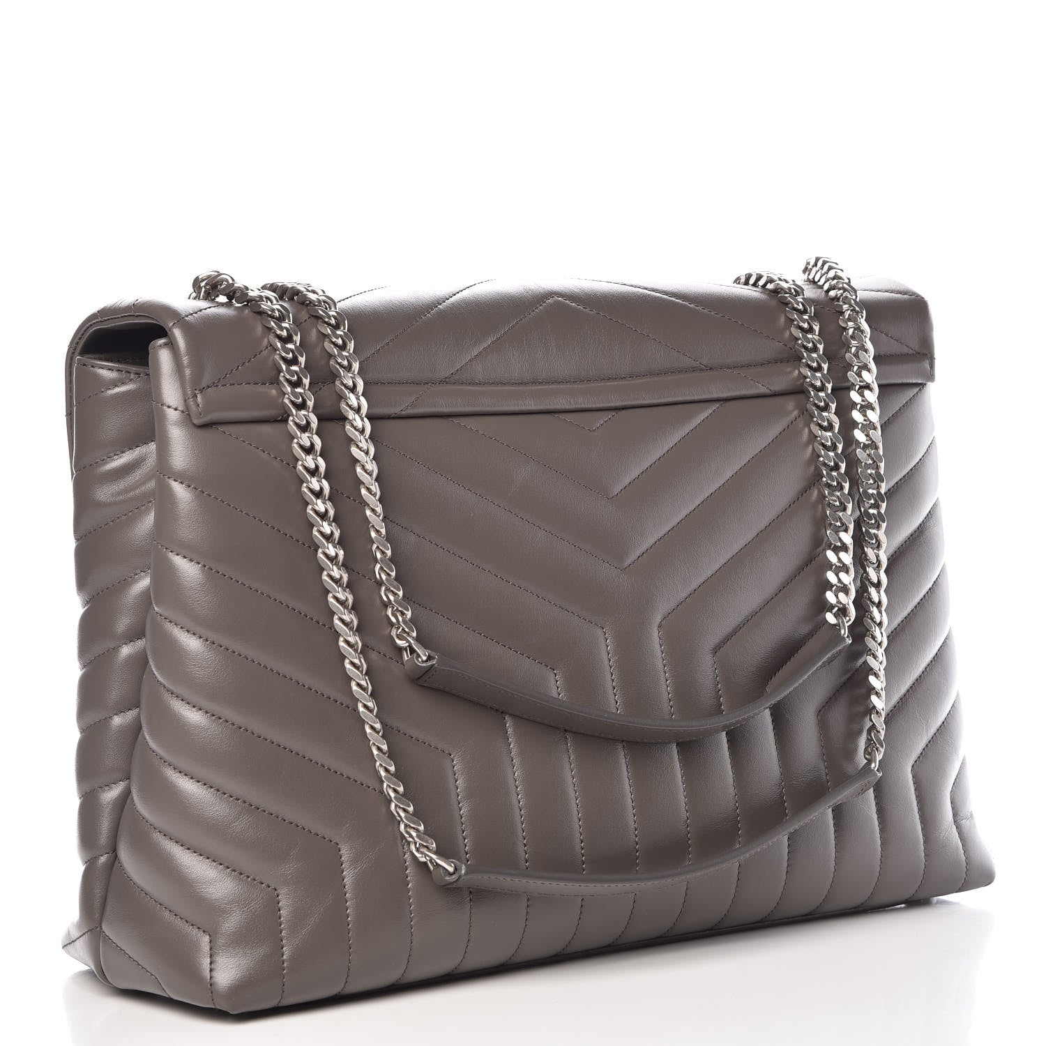 Saint Laurent Calfskin Y Quilted Monogram Large Loulou Chain Satchel Earth 3 of 11