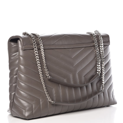 Saint Laurent Calfskin Y Quilted Monogram Large Loulou Chain Satchel Earth 3 of 11