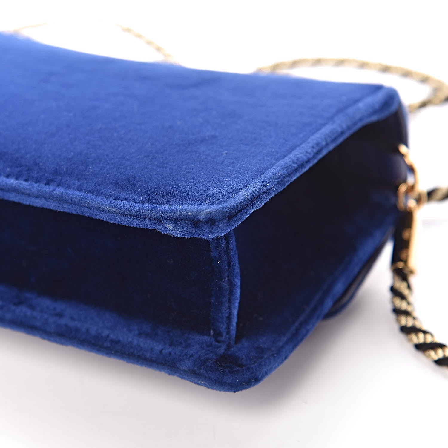 Gucci Velvet Crystal Square G Shoulder Bag Cobalt Blue 11 of 13