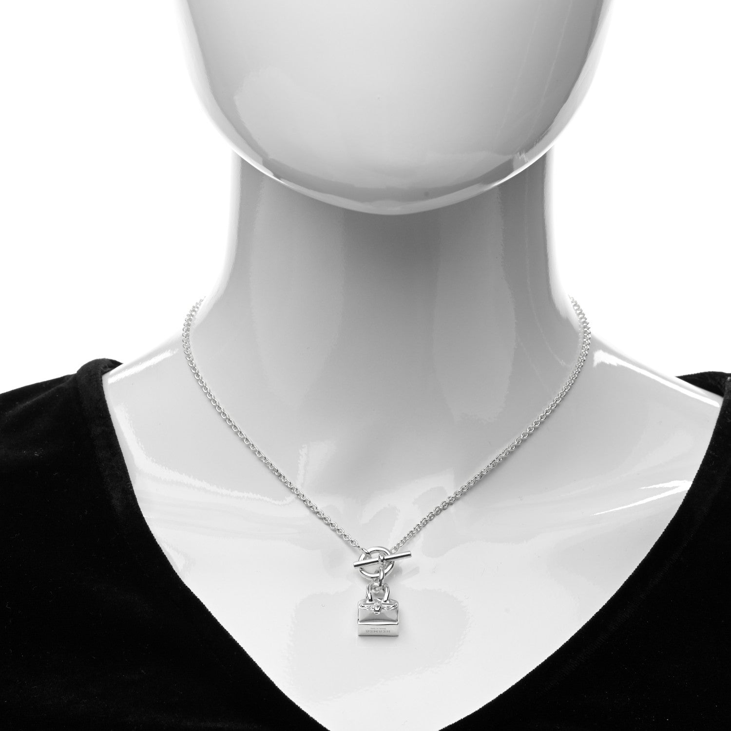 Hermes Sterling Silver Birkin Amulette Pendant Necklace 2 of 6