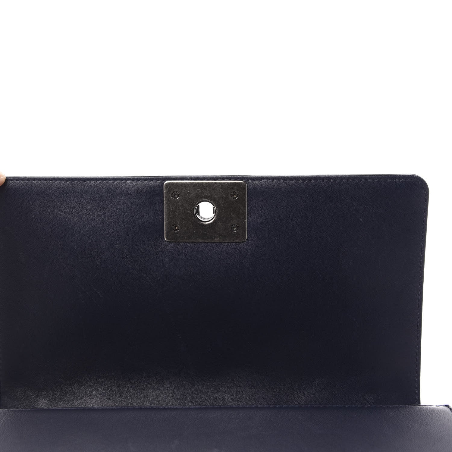 Chanel Calfskin Tweed Double Stitch Medium Boy Flap Navy Blue 10 of 14