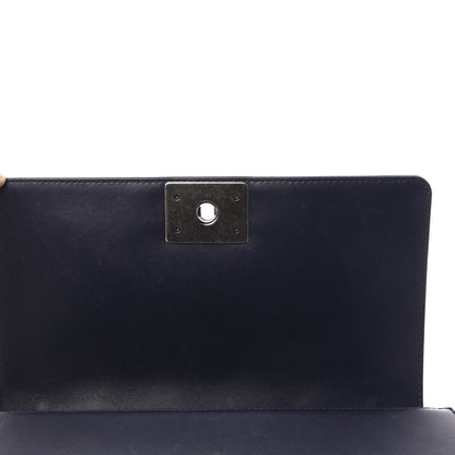 Chanel Calfskin Tweed Double Stitch Medium Boy Flap Navy Blue 10 of 14