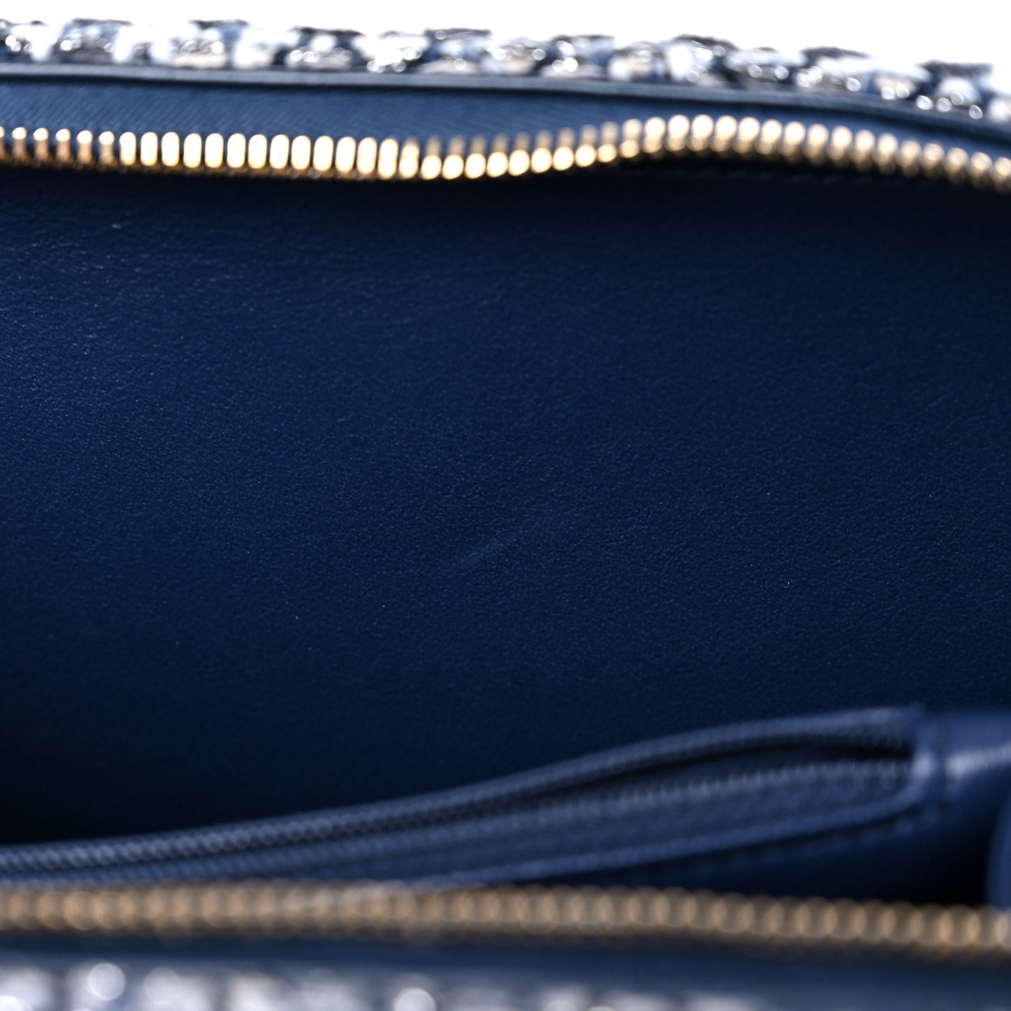 Tweed Snakeskin Quilted Medium CC Filigree Vanity Case Dark Navy