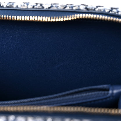 Chanel Tweed Snakeskin Quilted Medium CC Filigree Vanity Case Dark Navy 10 of 12