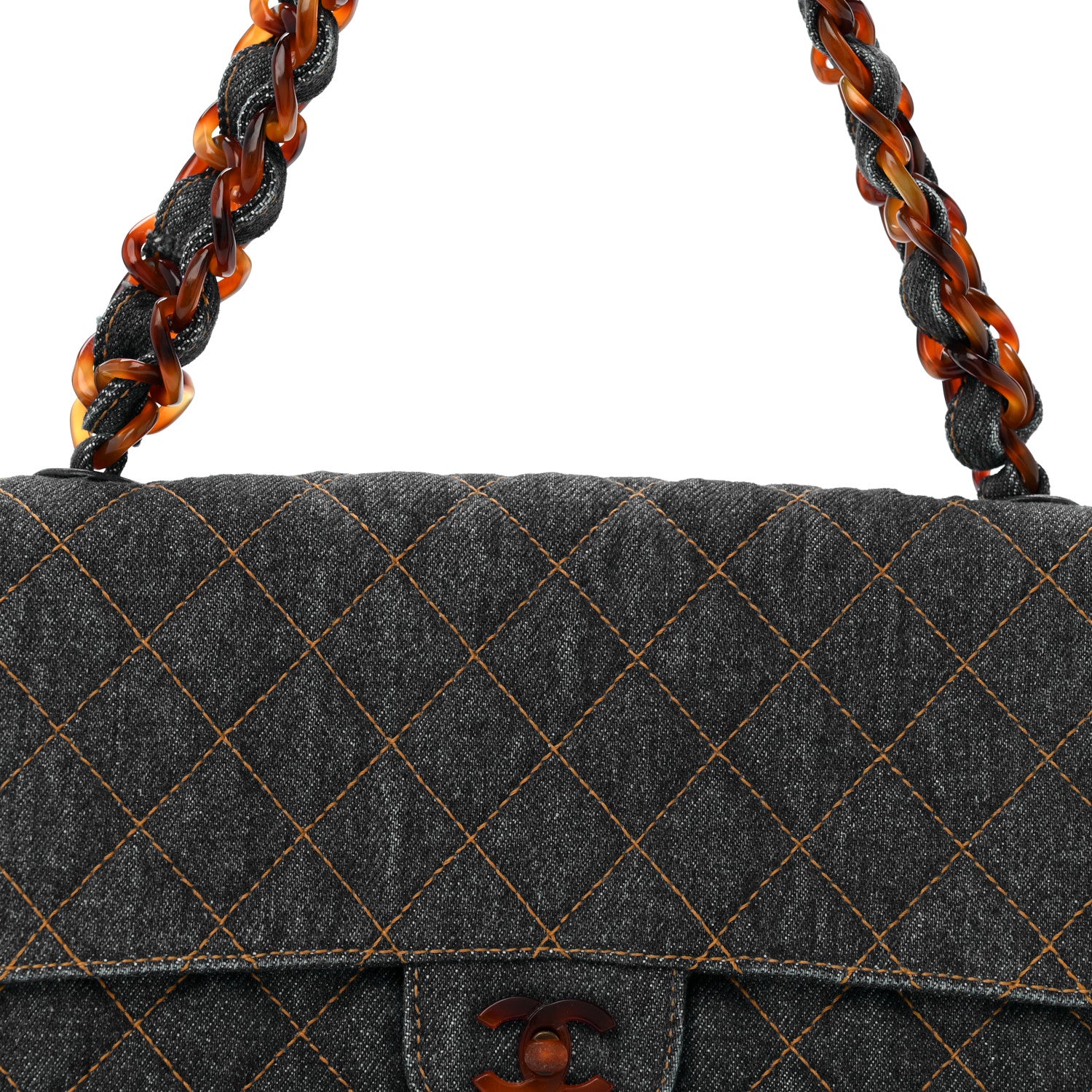 Chanel Denim Quilted Tortoise Single Flap Blue 9 of 12