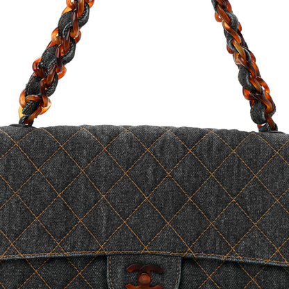 Chanel Denim Quilted Tortoise Single Flap Blue 9 of 12
