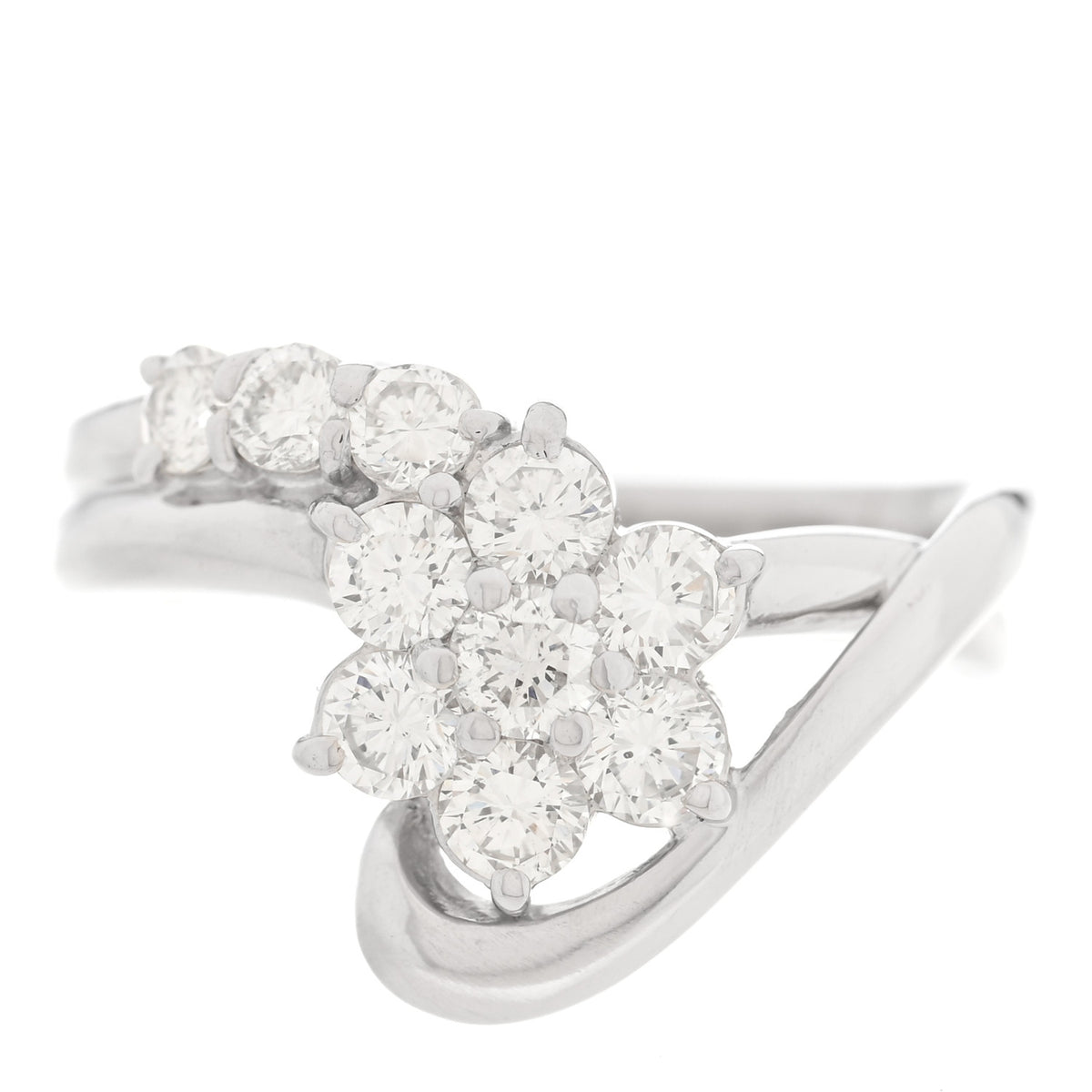 Parker & West by FASHIONPHILE Platinum Diamond 1.06ctw Flower Ring 52 6 1 of 9