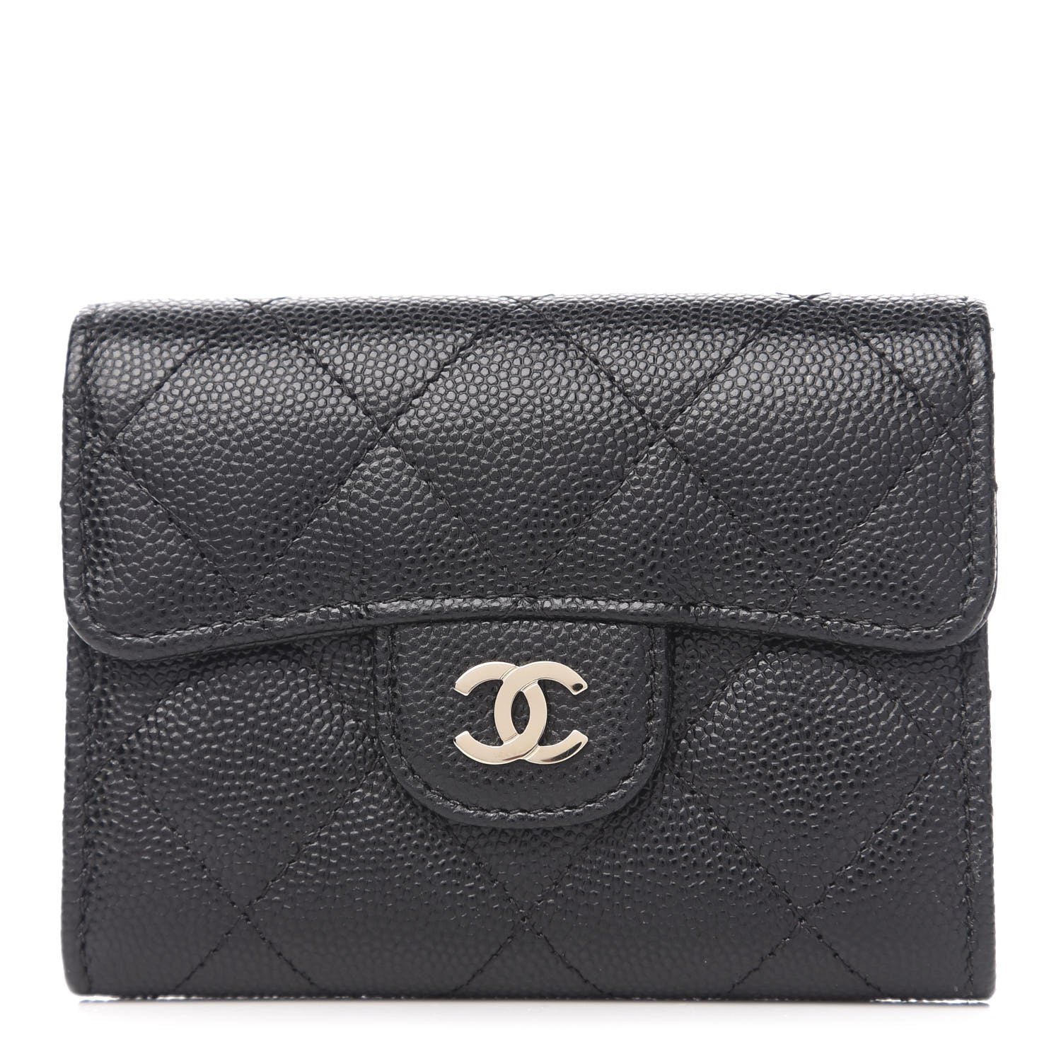 Chanel Caviar Quilted Flap Card Holder Wallet Black 1 of 8