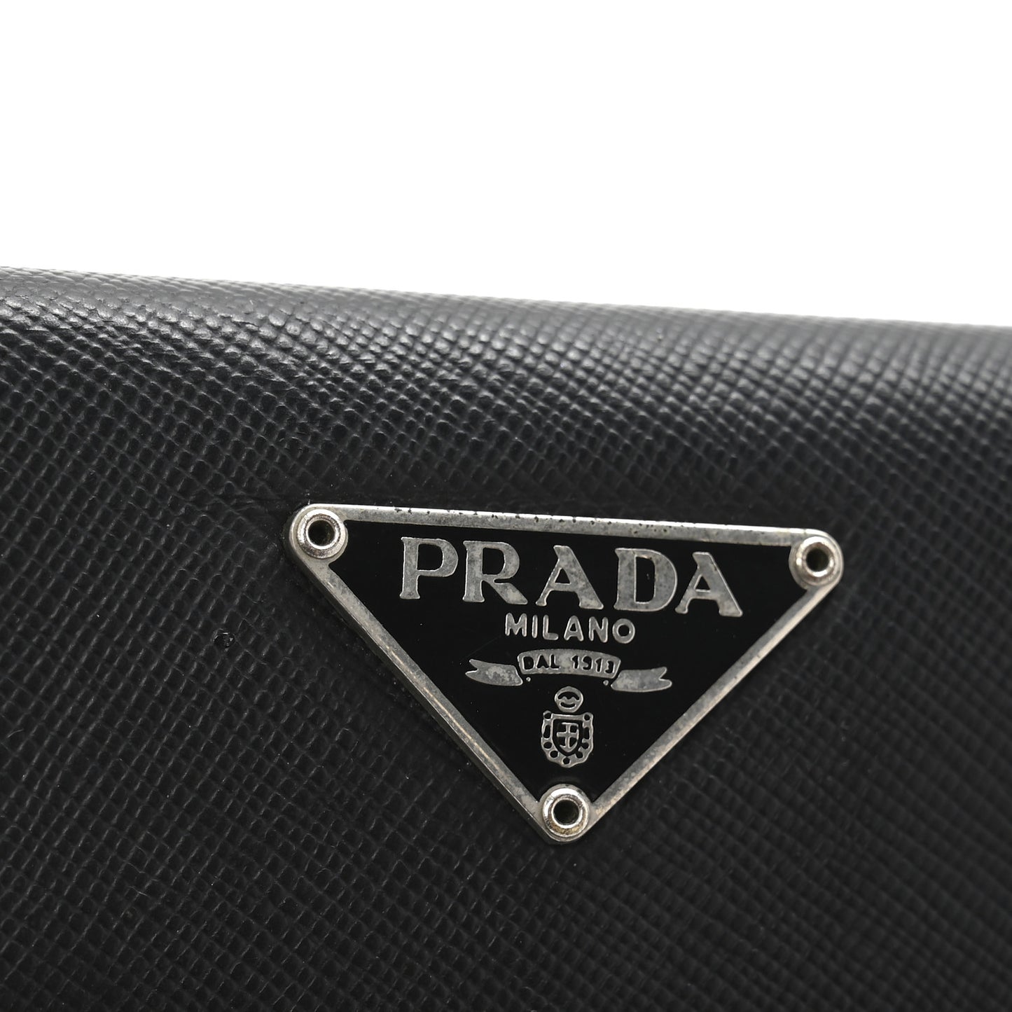 Saffiano Tessuto Nylon Saffiano Tri-Fold Wallet Black