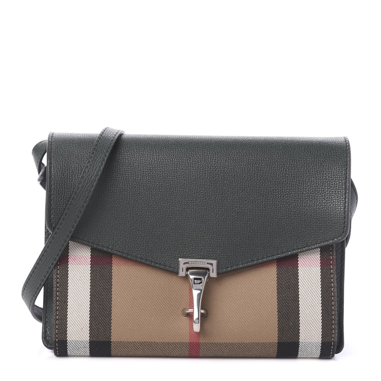 Burberry Derby Calfskin House Check Small Macken Crossbody Bag Dark Bottle Green 1 of 10