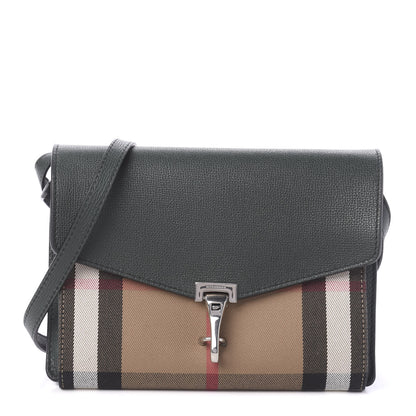 Burberry Derby Calfskin House Check Small Macken Crossbody Bag Dark Bottle Green 1 of 10