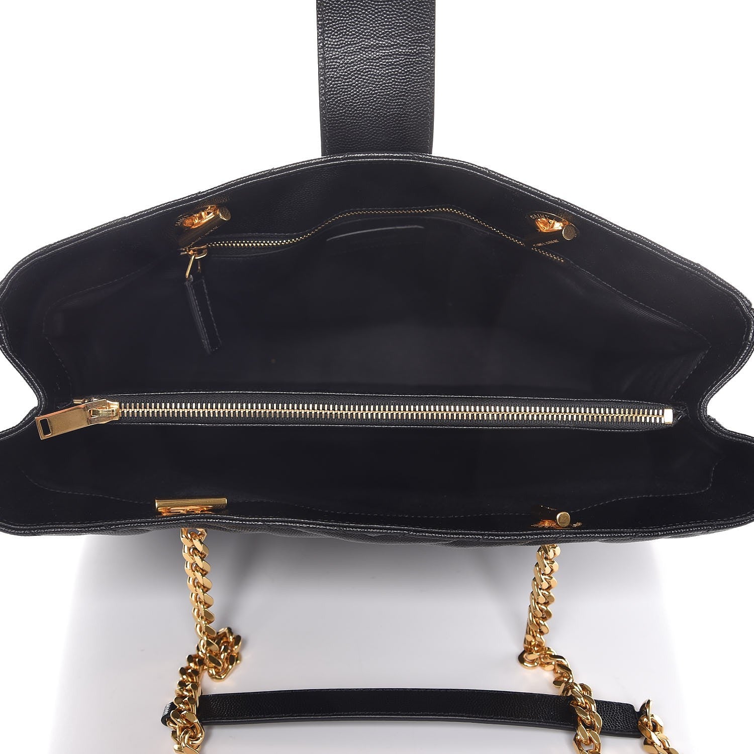 Saint Laurent Grain De Poudre Matelasse Chevron Monogram Shopping Bag Black 5 of 13