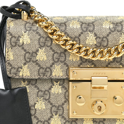 Gucci GG Supreme Monogram Bees Small Padlock Shoulder Bag Black 10 of 16