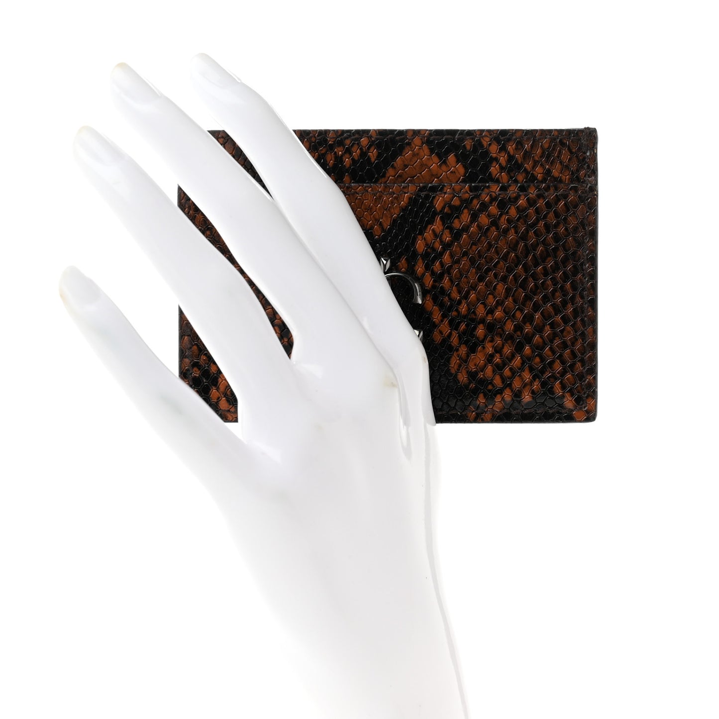 Calfskin Snake Printed Umika Card Holder Cuoio