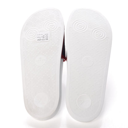 Gucci Canvas Sylvie Stripe Logo Pursuit Slide Sandals 40 Mystic White Hibiscus Red Maritime 6 of 7