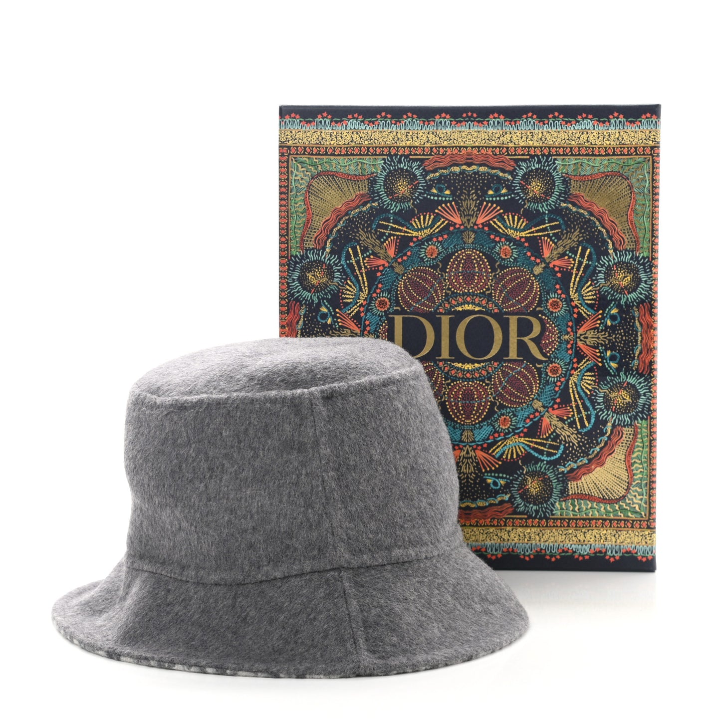 Wool Oblique Jacquard Bucket Hat Grey