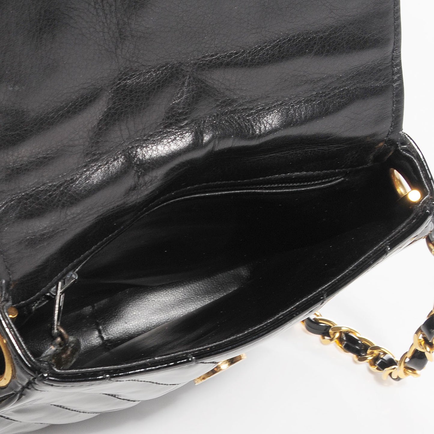 Patent Chevron Mini Flap Black