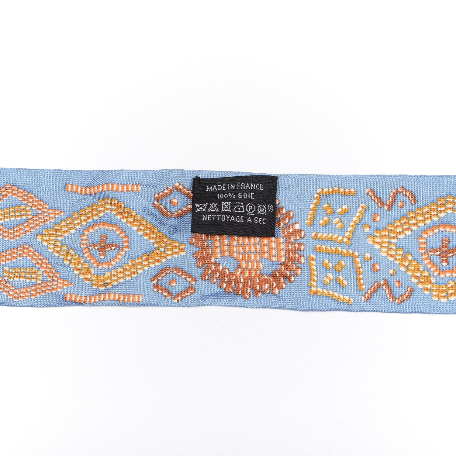 Hermes Silk Kelly En Perles Twilly Bleu Azur Orange 2 of 4