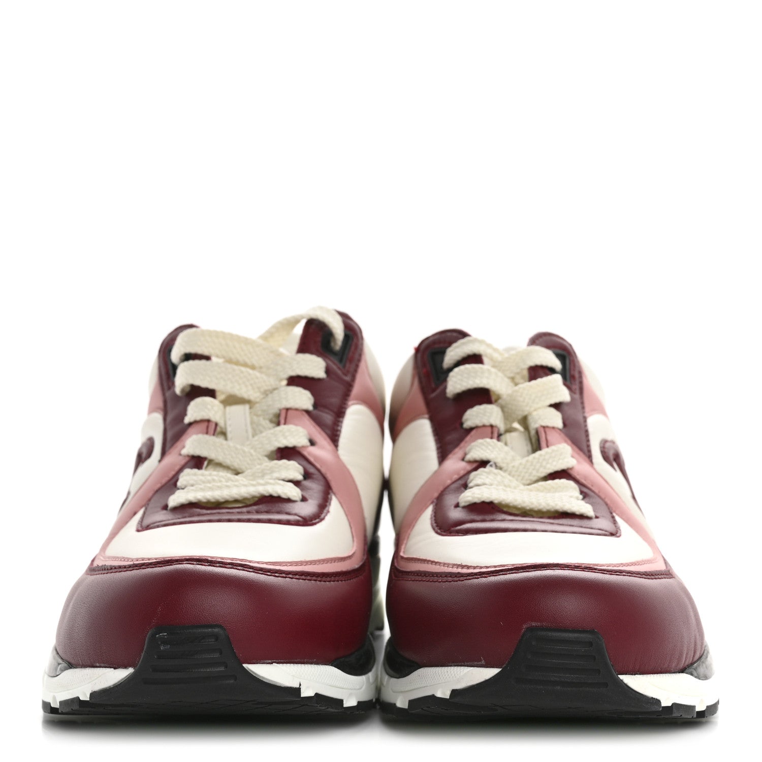 Chanel Calfskin CC Sneakers 38.5 Light Burgundy White Pink 3 of 10