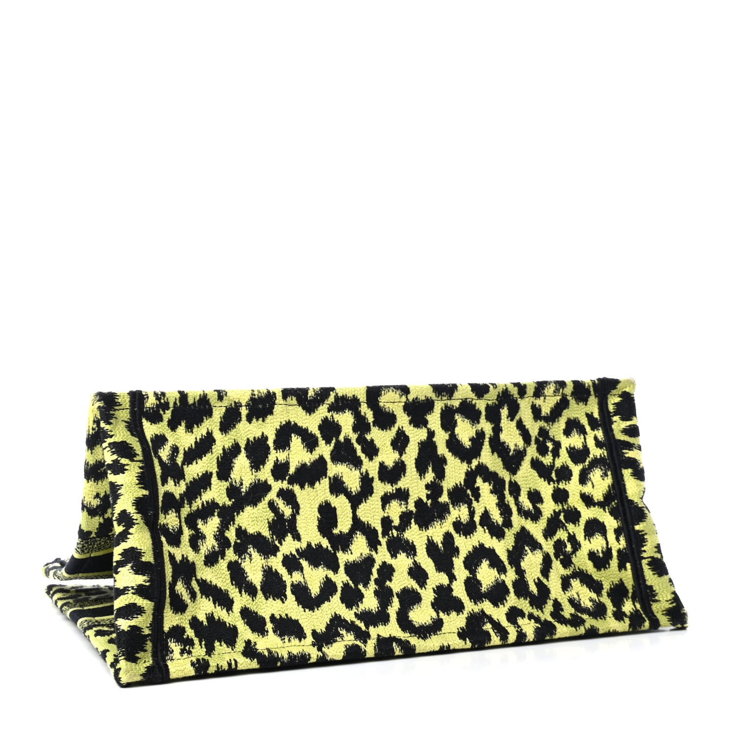 Canvas Mizza Embroidered Medium Leopard Book Tote Lime Pop