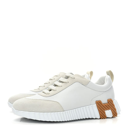 Hermes Calfskin Suede Goatskin Bouncing Sneakers 36.5 White 3 of 9