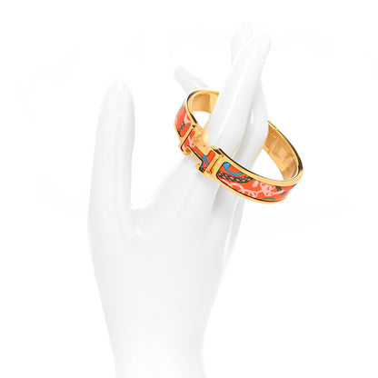 Hermes Enamel Printed Panoplie Equestre Narrow Clic Clac H Bracelet PM Tropique 2 of 5