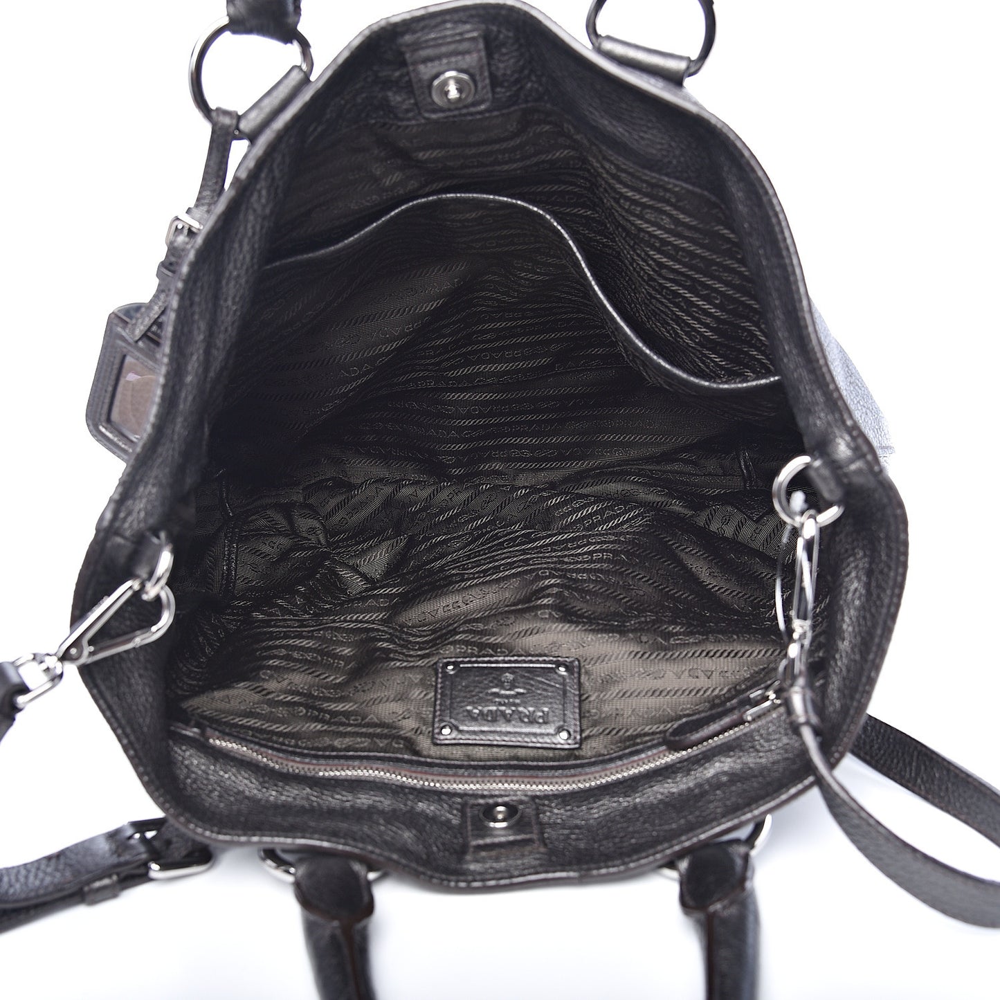 Metallic Vitello Daino Shopping Tote Black