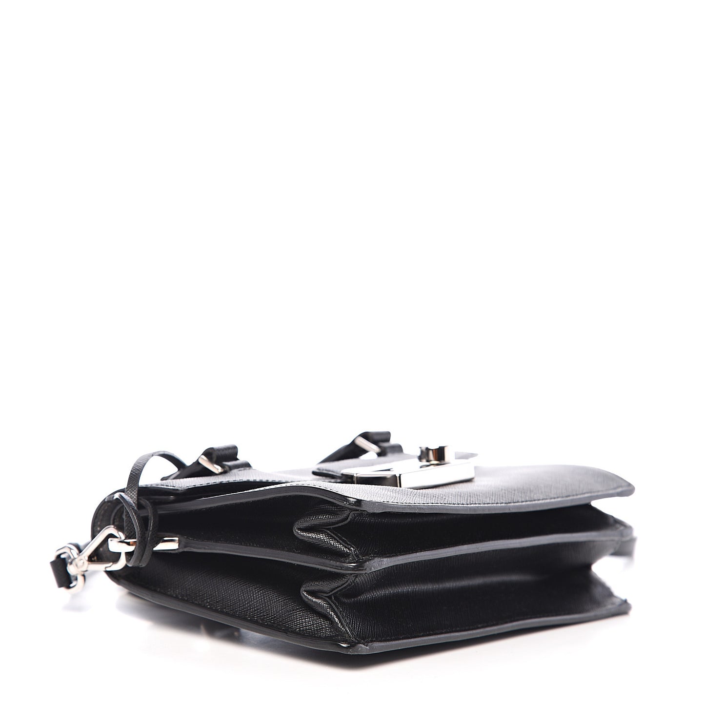 Saffiano Lux Mini Sound Top Handle Crossbody Bag Black