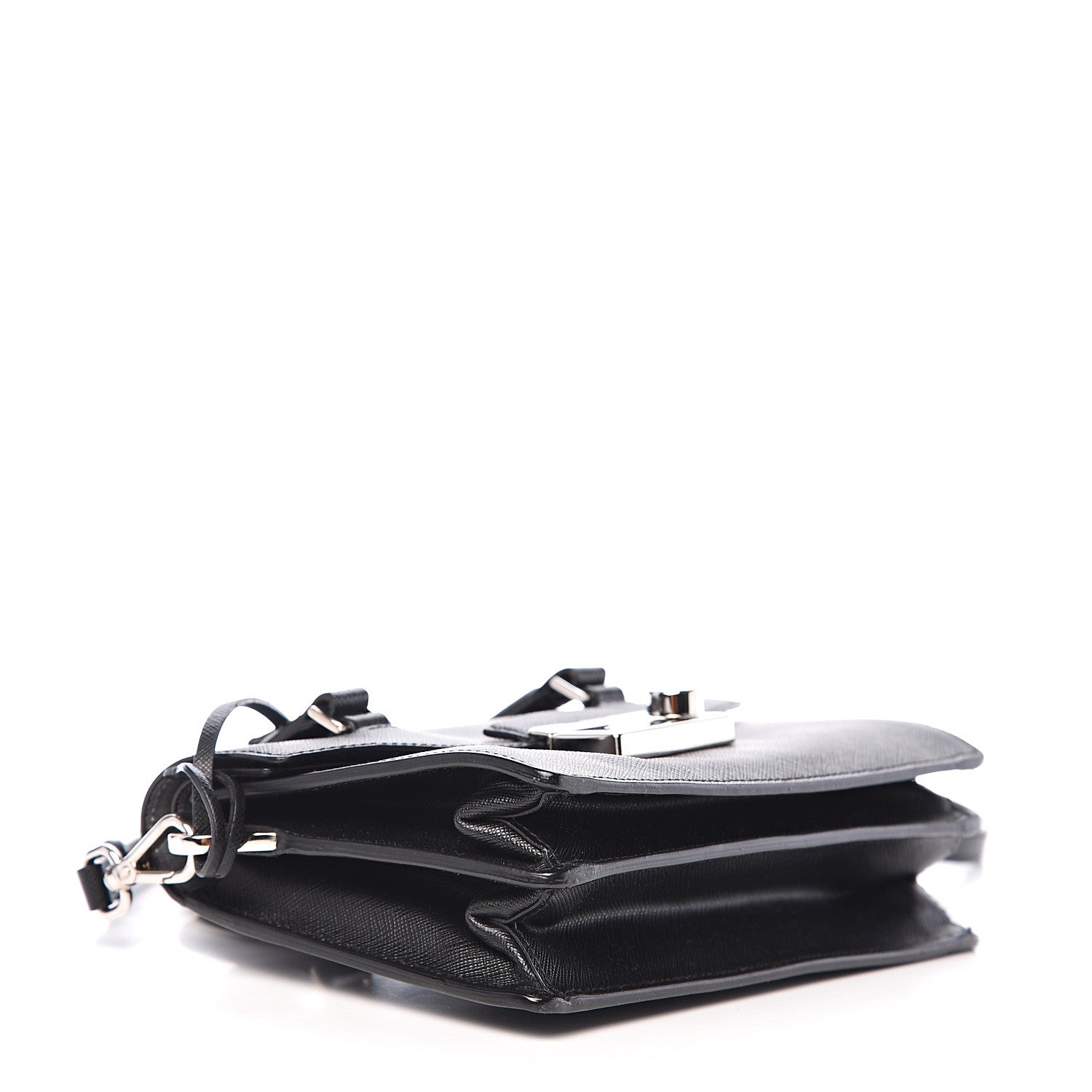 Prada Saffiano Lux Mini Sound Top Handle Crossbody Bag Black 3 of 8