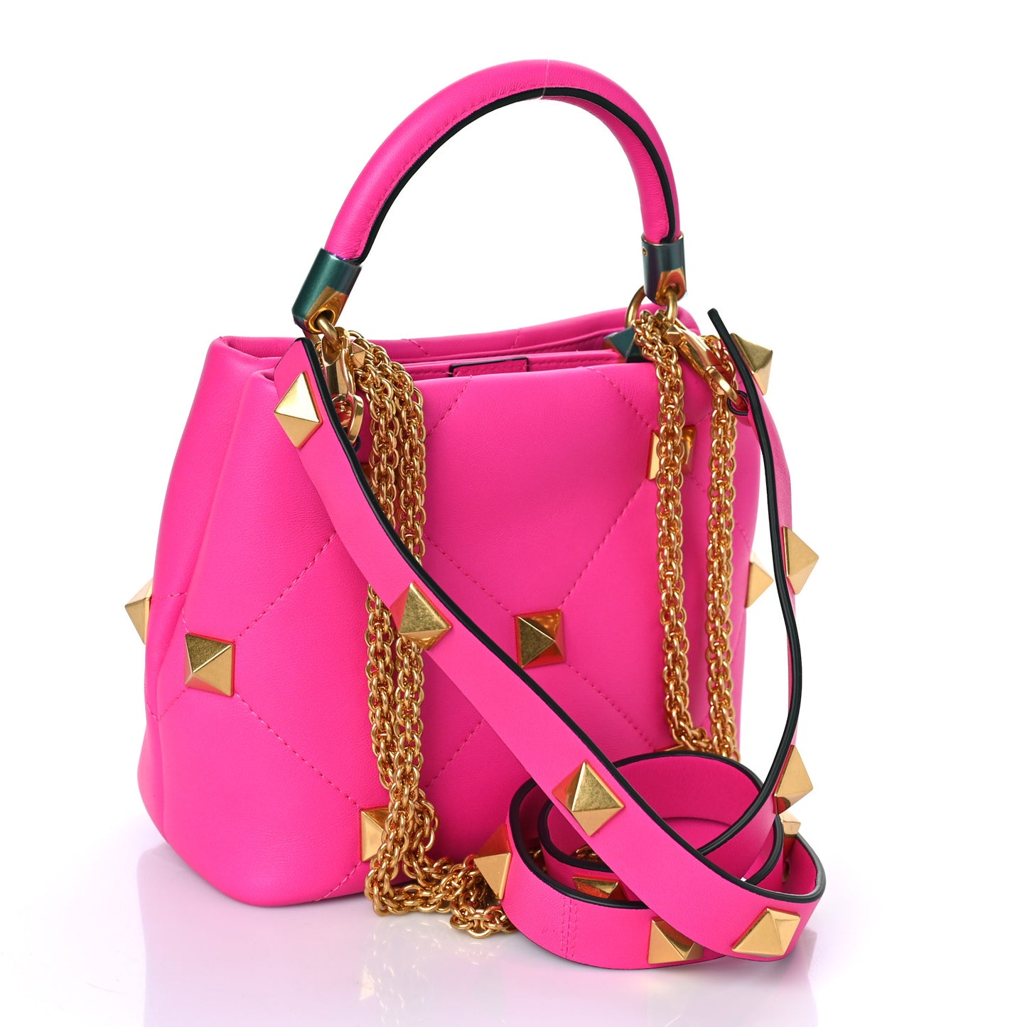 Nappa Small Roman Stud The Handle Bag Pink PP