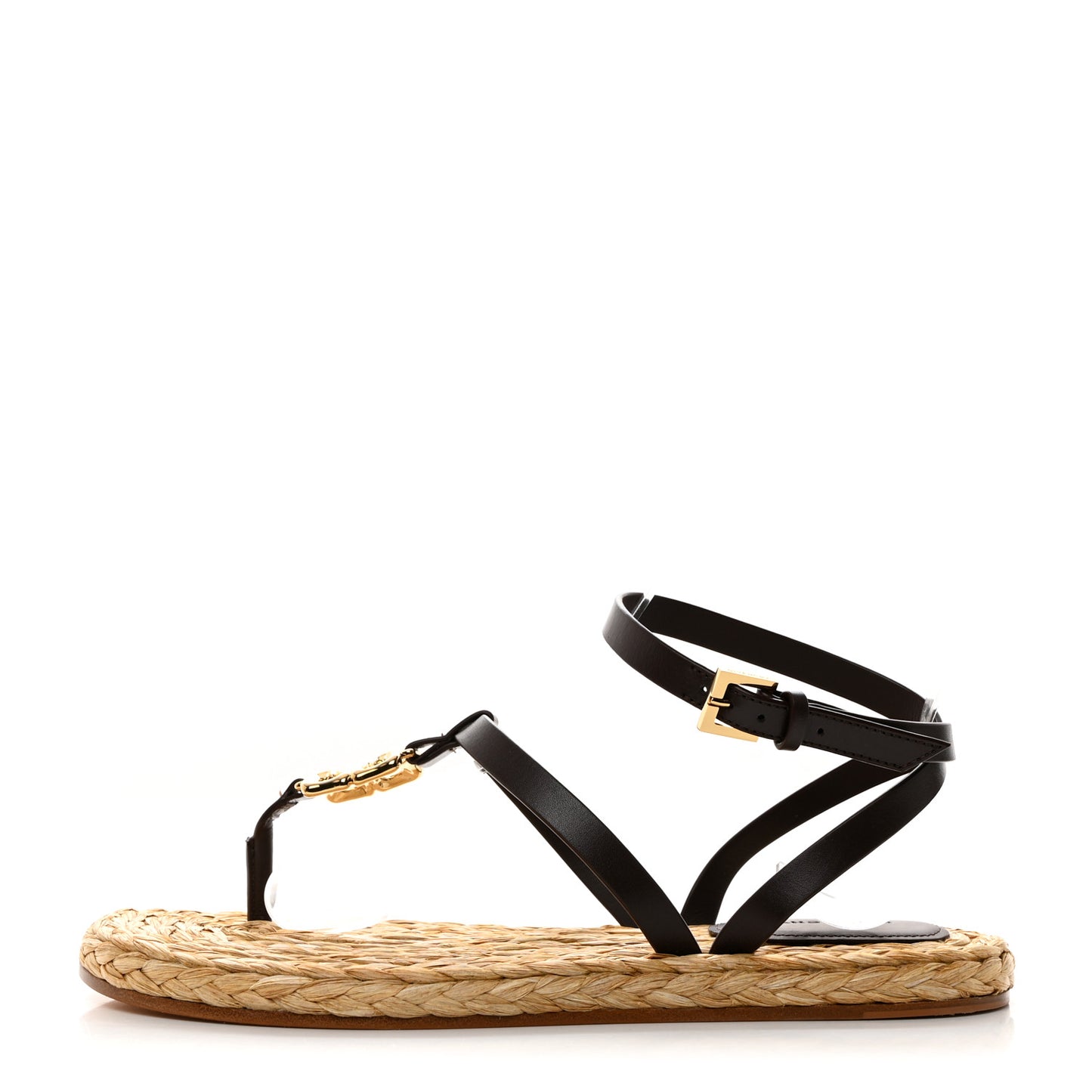 Calfskin Raffia 4G Liquid Espadrille Sandals 35 Ebony Natural
