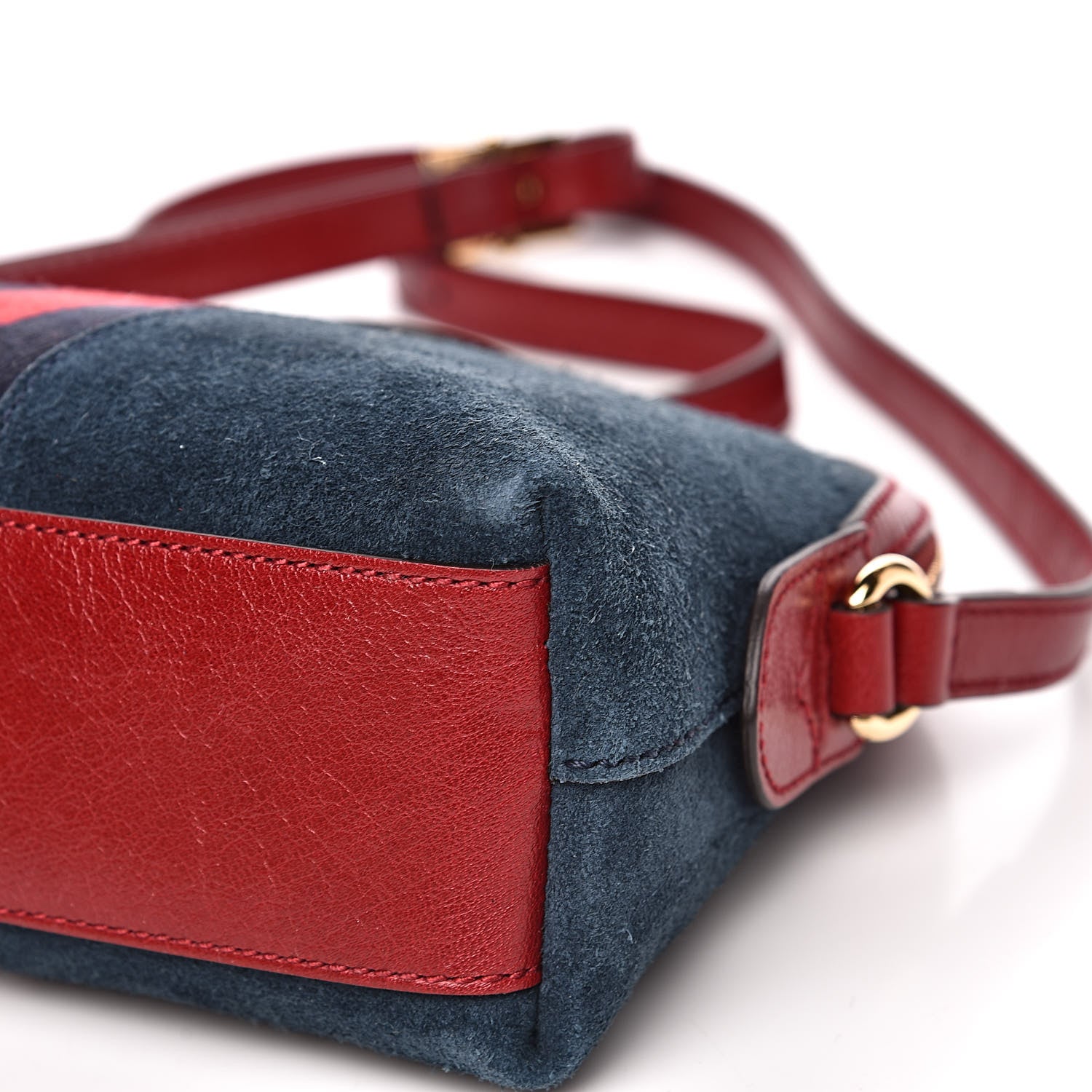Gucci Suede Calfskin Web Small Ophidia Dome Shoulder Bag New Blue Romantic Cherry 9 of 14
