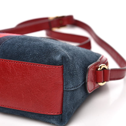 Gucci Suede Calfskin Web Small Ophidia Dome Shoulder Bag New Blue Romantic Cherry 9 of 14