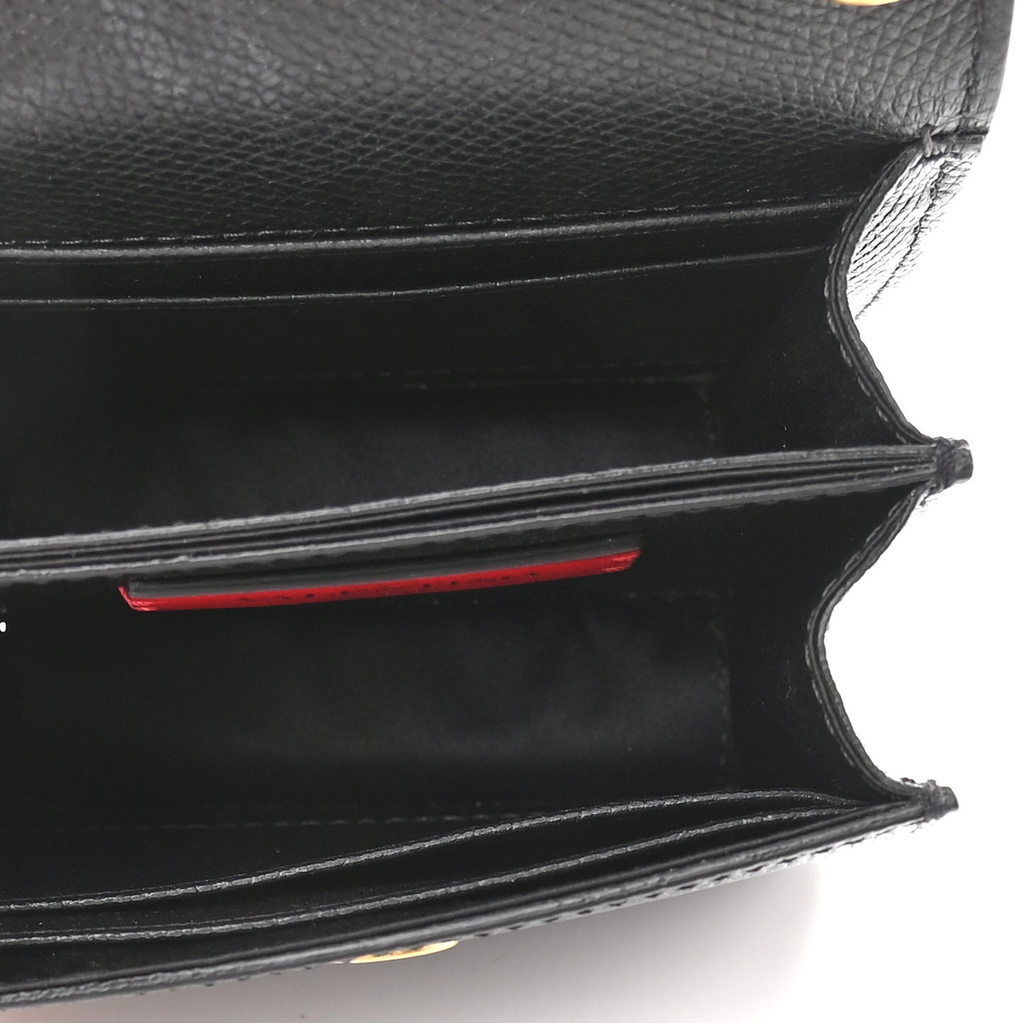Grainy Calfskin Vlogo Compact Wallet with Chain Black